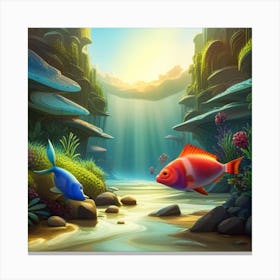 Fishes In The Sea-shine Canvas Print