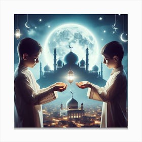 Muslim Children Prayingلمشاعر الروحانية في رمضان 1 Canvas Print