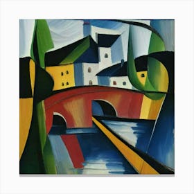 Bridge over the river surrounded by houses 11 Canvas Print