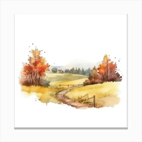 Watercolor Autumn Landscape 13 Canvas Print