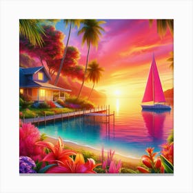 Sunset At The Beach 1 Canvas Print