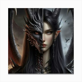 Dragon And A Woman 3 Canvas Print