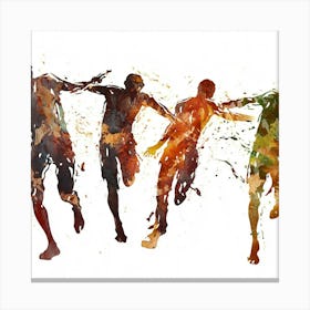 Olympic Runners Watercolor Illustration Canvas Print