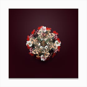 Vintage Erythronium Floral Wreath on Wine Red n.2444 Canvas Print