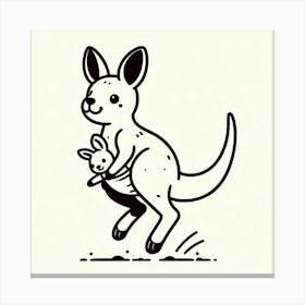 Line Art kangaroo 2 Canvas Print