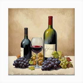 Wine And Grapes art print 1 Canvas Print