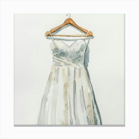 Watercolor Wedding Dress On Hanger 4 Canvas Print