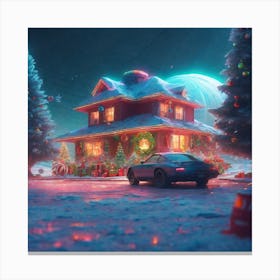 Christmas House Stock Videos & Royalty-Free Footage 4 Canvas Print