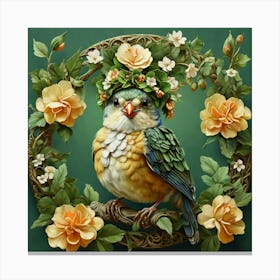 Bird In A Wreath 1 Canvas Print