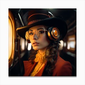 Young Woman In A Train Canvas Print