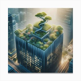 Tree On Top Of A Building Canvas Print