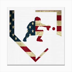 High School Baseball Catcher Gear American Flag Gift Sports Canvas Print