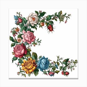 Roses And Leaves Canvas Print