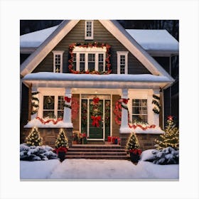 Christmas Front Porch 1 Canvas Print