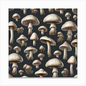 Mushrooms On A Black Background 9 Canvas Print