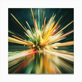 A burst of colorful paint splatters with a sense of movement and energy. Canvas Print