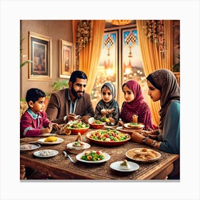 Family Dinner Ramadan Canvas Print