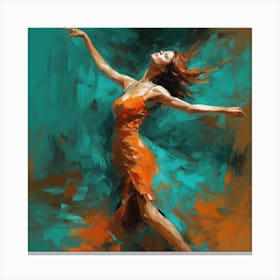 Dancer In Orange Dress 1 Canvas Print