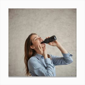 Woman Drinking A Beer Canvas Print