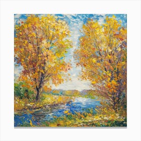 Autumn Trees By The River Canvas Print