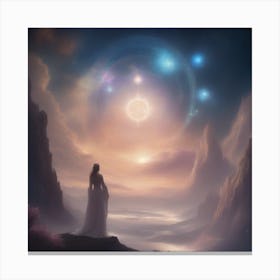 Woman Looking At The Stars Canvas Print