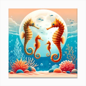 Seahorses In The Sea Canvas Print