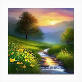 Stream In The Countryside 3 Canvas Print