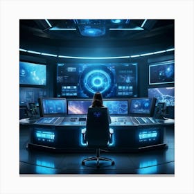 A Futuristic Control Room Showcasing Advanced Ai Powered Data Analysis Featuring An Array Of Comple 2 1 Canvas Print