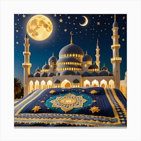 Moon And Stars Canvas Print