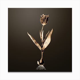 Gold Botanical Tulip on Chocolate Brown n.4102 Canvas Print