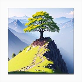 Tree On Top Of Mountain 2 Canvas Print