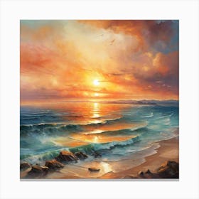 Beautiful landscape of sunset on the sea Canvas Print
