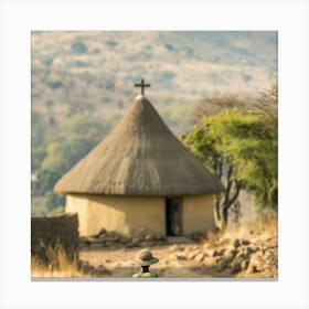 Boy Walks Past A Hut Canvas Print