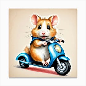 Hamster On A Scooter 3 Canvas Print