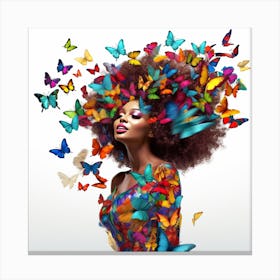 Afro Girl With Butterflies Canvas Print