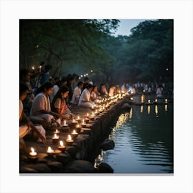 A Spiritual Light Festival Imbued With The Essence Of Faith Glow Of Sacred Lanterns Adorning An Anc (6) Canvas Print