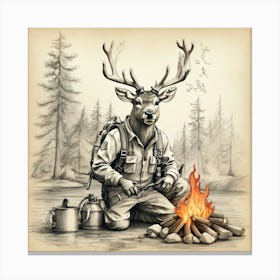 Deer Camp Canvas Print