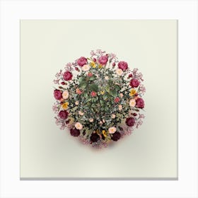 Vintage Crossberry Flower Wreath on Ivory White n.0422 Canvas Print