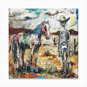 Skeleton And Horse Canvas Print
