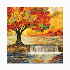 Autumn Tree & Waterfall Canvas Print