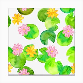 Water Lily watercolor Pattern Canvas Print