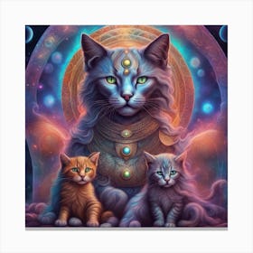 Bast with her kittens Canvas Print