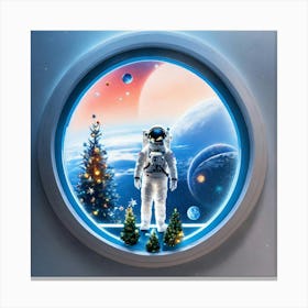 Astronaut Watching Earth From Spaceships Window An Canvas Print