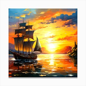 Seaside Serenity A Sunset Sail Canvas Print
