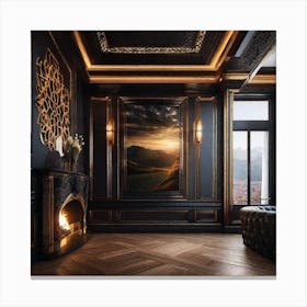 Black And Gold Living Room 5 Canvas Print