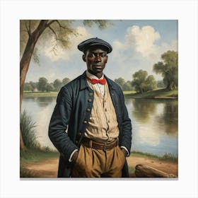 African Man At A Lake 1 Canvas Print