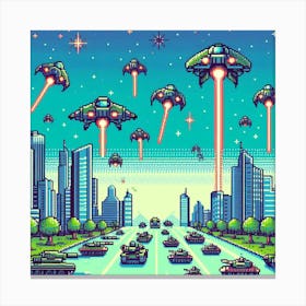 8-bit alien invasion Canvas Print