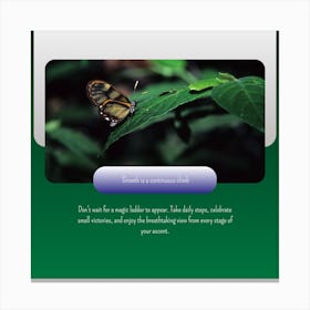 Butterfly On A Leaf with motivational words Canvas Print