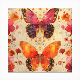 Butterflies And Flowers Canvas Print