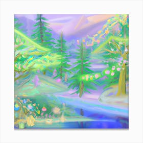 Pastel Mountain Landscape Canvas Print